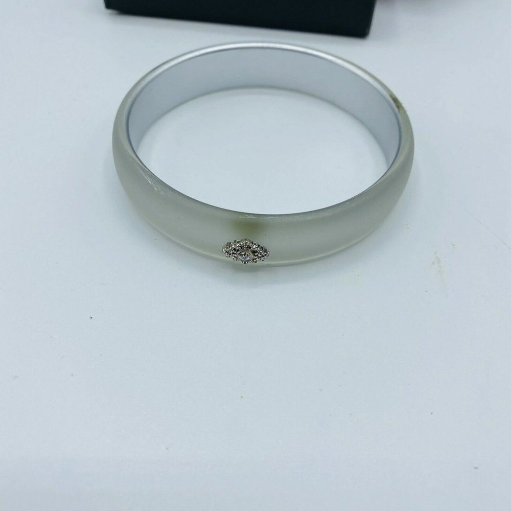 Avon Frosted Embellished Bangle Bracelet Silvertone - Picture 3 of 4